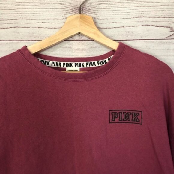 PINK Victoria's Secret Raspberry Pink Logo Crew Neck Sweatshirt S - Picture 3 of 5